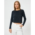 thumbnail image 3 of Cotton Ribbed Crew Neck Long Sleeve T-Shirt, 3 of 6
