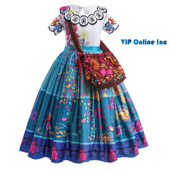 Kids Mirabel Princess Dress Halloween Cosplay Costume Outfits with Bag 3-10T