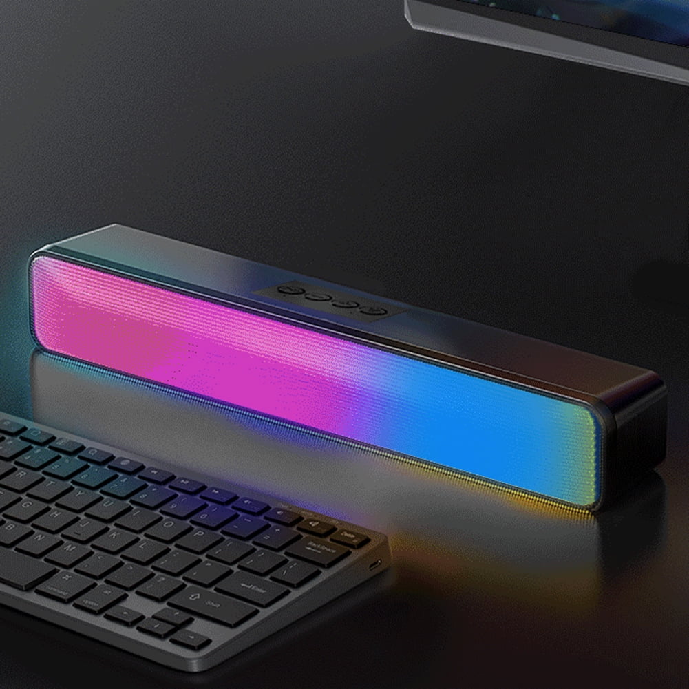 golytefs Rgb Wireless Speaker Bluetooth-compatible 3D Stereo Sound Bar Usb Powered Portable Mini Loudspeakers with Subwoofer Double Speaker High Volume for Pc Laptop
