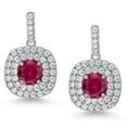 thumbnail image 2 of Gem Stone King Red Created Ruby Dangle Earrings for Women (3.12 Ct Round 6MM), 2 of 6