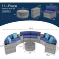 thumbnail image 6 of ELPOSUN Outdoor Patio Furniture Sets, 11 Pieces Curved Patio Sectional Couch with Storage Armrest Table and 4 Pillows, Curved Outdoor Sofa Fit Porch Poolside (Included Waterproof Cover)(Blue), 6 of 7