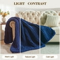 thumbnail image 3 of Carriediosa Chunky Knit Throw Blanket Handmade Soft Throws for Couch Sofa Bed, 50" x 60" Navy Blue, 3 of 7