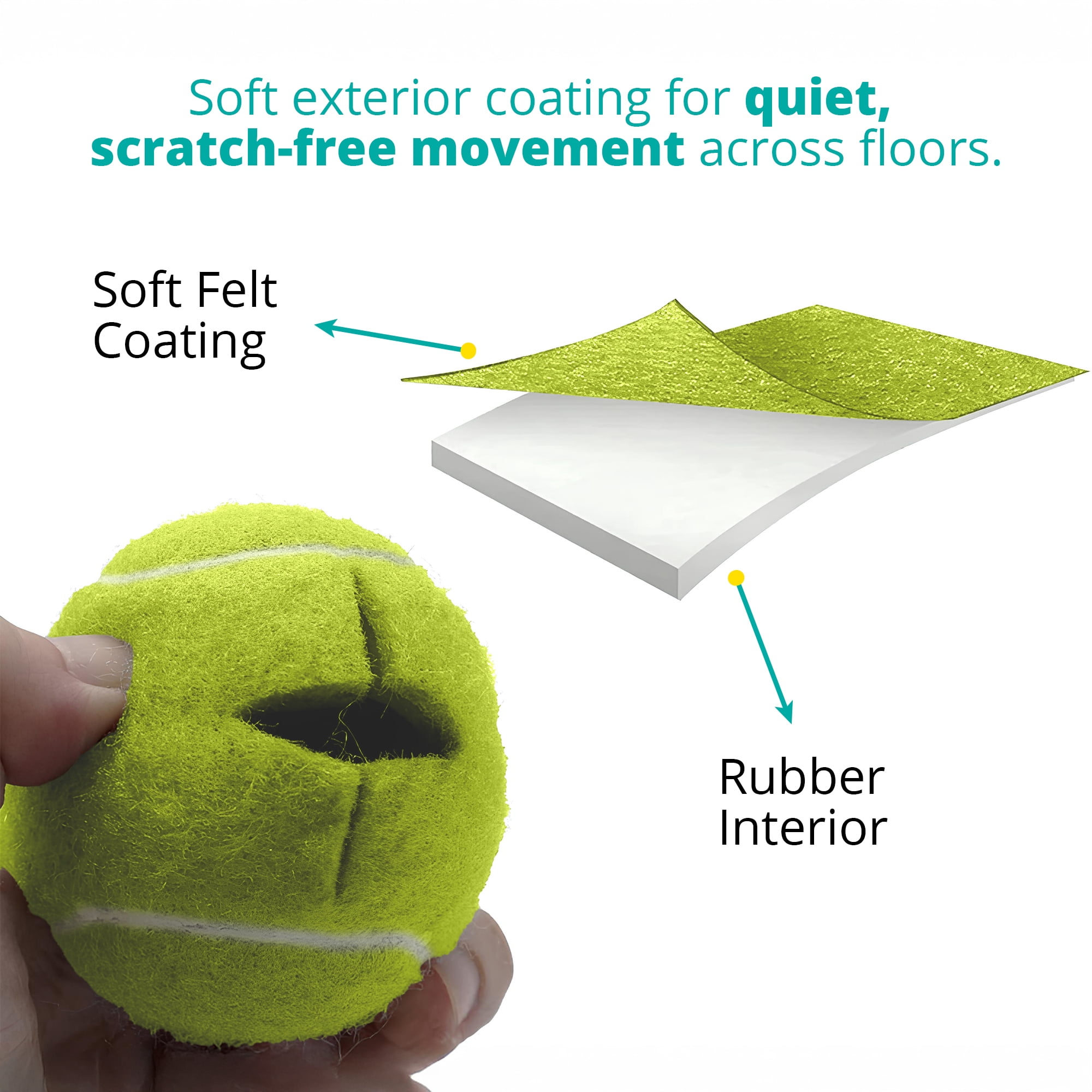 Sukuos Walker Pre-Cut Tennis Balls for Walkers, Felt, Green, 2 pack
