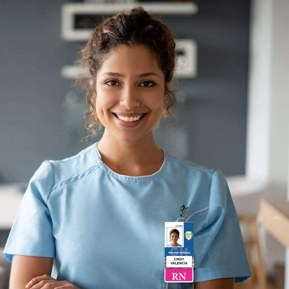 25 Pack - RN Badge Buddy - Vertical ID Badge Backer Card for Registered Nurses - 2 Sided Quick Role Identifier Nurse ID Tag Backer by Specialist ID (Hot Pink)