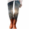 thumbnail image 4 of Endives Women's Legging High Waisted Milky Way Print Stretchy Yoga Legging Workout Pants Casual Daily Wear Light Blue, 4 of 7