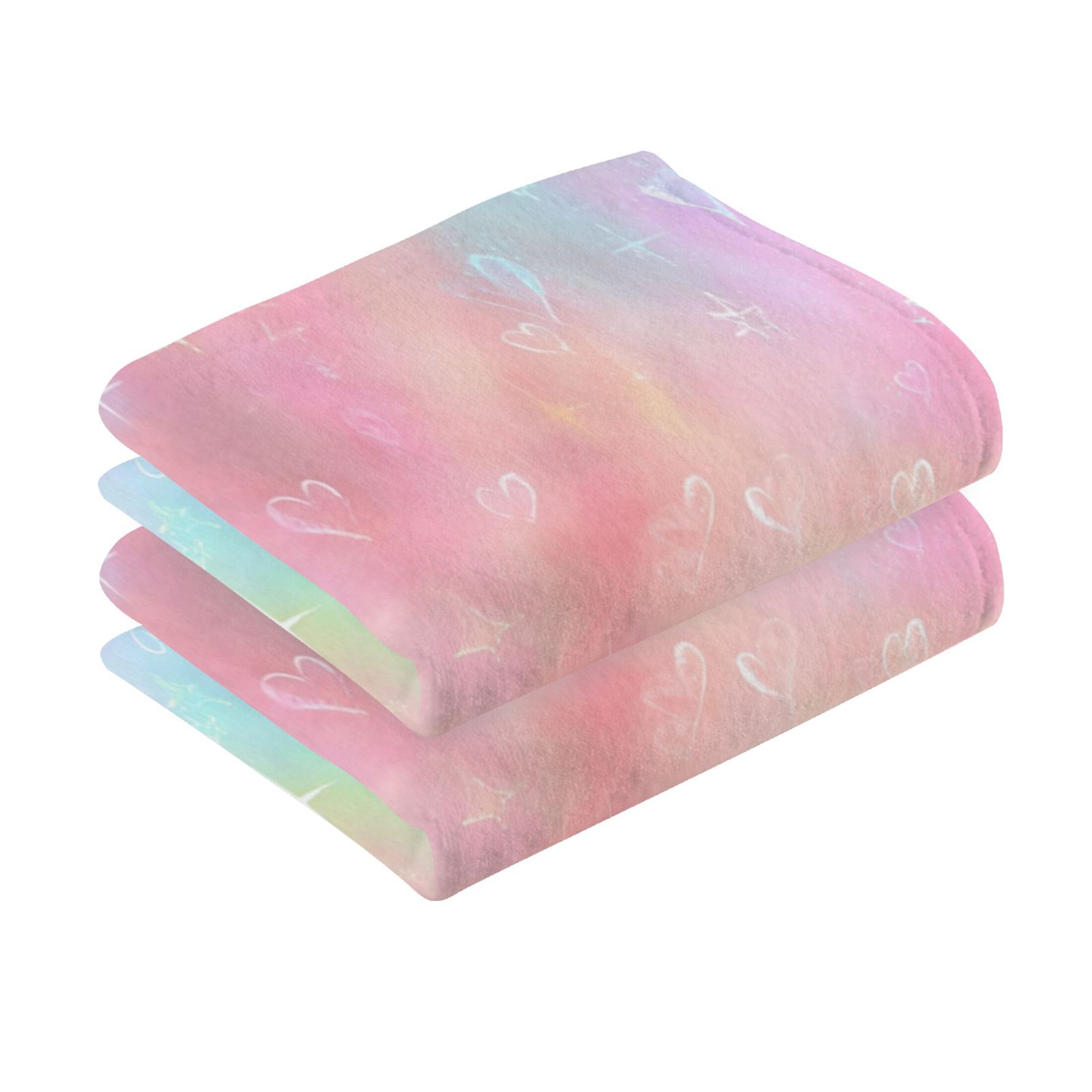 2 Pcs Hand Towels Sets Pastel Rainbow Tie-dye Cotton Towel Set Absorbent Face Towel for Bathroom Kitchen Shower Hotel Decor