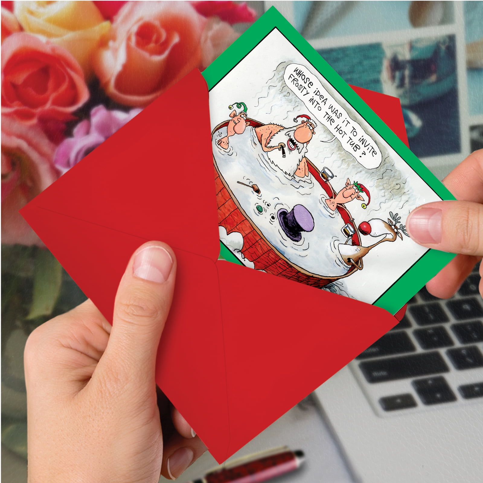 NobleWorks Funny Merry Christmas Boxed Greeting Cards with Envelopes, 6.75" x 1" (12 Count)
