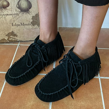 

Midewhik Faux Retro Toe Ankle Women s Suede Short Round Shoes Tassel Retro Leather Flats Boots Shoes Boots Casual Women s Boots