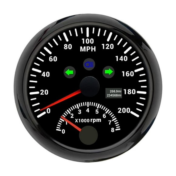 Universal 85mm GPS Speedometer 120/200KM/H With 0-8000RPM Tachometer 12V/24V With Red Backlight For Car Yacht Truck