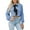 Blue, variant on Women Bow Tie Front Long Sleeevd Ribbed Cable Sweater Knit Crop Cardigan