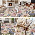 thumbnail image 5 of Vintage Flowers Area Rugs 8'x10', Washable Small Throw Rugs for Living Room Patio, Spring Watercolor Floral Dragonflies Beige Indoor Outdoor Rug Non-Slip Low Pile Carpet Runner Reversible Floor Mats, 5 of 8