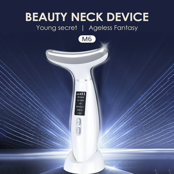 Facial and Neck Beauty Device,Skin Care Face Massager, Multifunctional 6 in 1 Light Therapy Face Sculpting Tool with Vibration, Cooling, Microcurrent for Skin Care Routine at Home,White