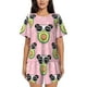 thumbnail image 1 of Fotbe Panda Avocado Conjunto de Pijama Estampado para Mujer, 2 Piezas, Ropa de Dormir con Camiseta de Manga Corta y Shorts Suaves-Medium, 1 of 6