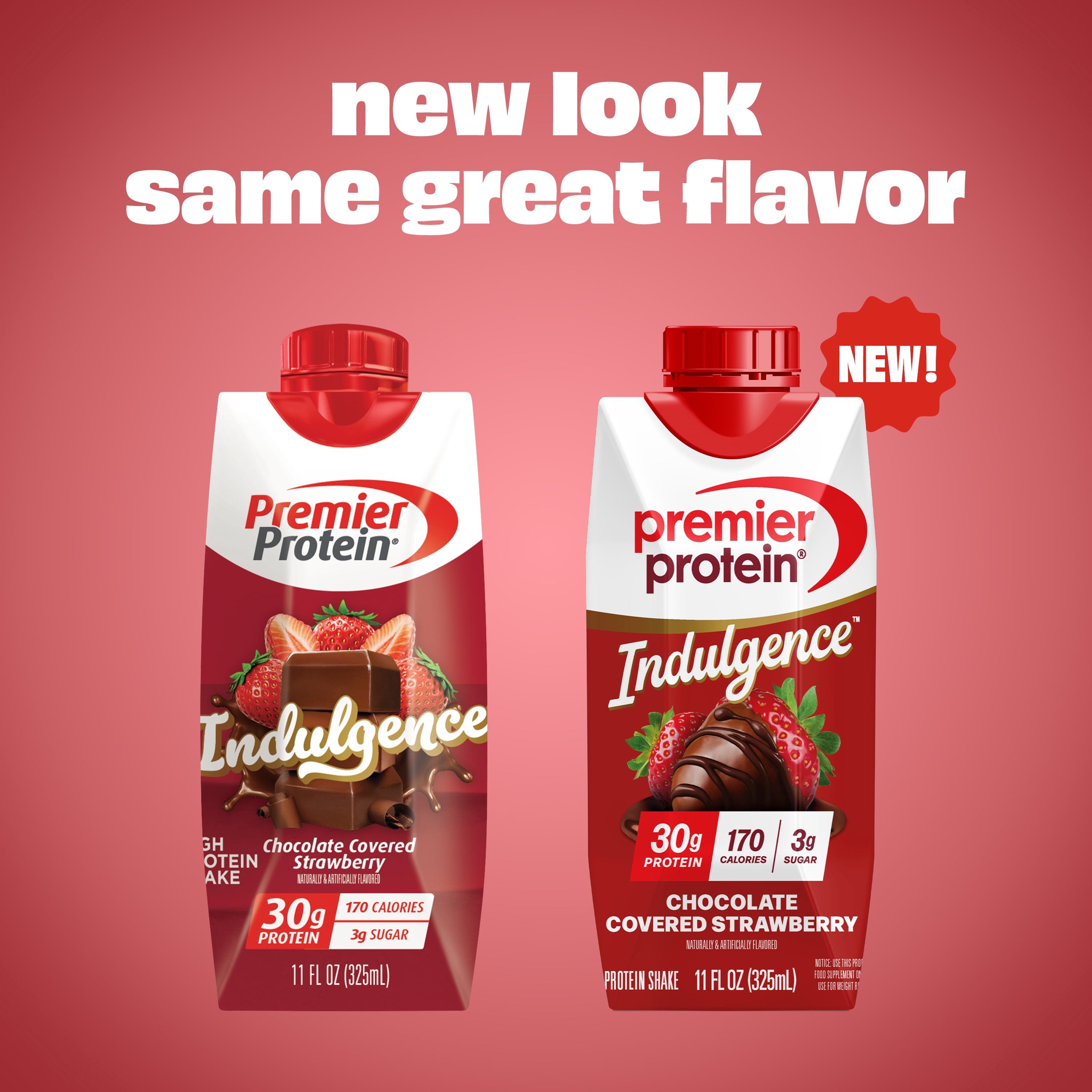 (3 pack) Premier Protein Indulgence Protein Shake, Chocolate Covered Strawberry, 30g Protein, 11 fl oz, 4 Ct