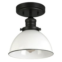 Design House Savannah Farmhouse 1-Light Indoor Semi-Flush Mount Ceiling Light, White/Matte Black