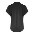 thumbnail image 5 of Black Ladies Tops and Blouses Women's Fashion Casual V Neck Down Short Sleeve Top T Shirt, 5 of 6