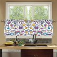 thumbnail image 4 of Yayeee Kitchen Curtains Set of 2 Light Filtering 57"x36" Over Sink Window Panels, Purple Doodle Pattern, 4 of 7