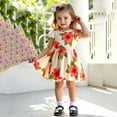 thumbnail image 2 of Gelikeya Spring Dresses for Girls 7/8 Flutter Sleeve Floral Prints Summer Princess Dress Fashion Cute Design Casual Dress(Toddlers, X10 Orange, 18-24 Months), 2 of 6