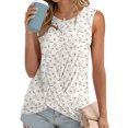thumbnail image 1 of Sexy Dance T-Shirts pour Femmes à Col Rond Débardeurs Imprimé Floral Haut d'Été Confortable Tee Sans Manches Blouse Blanc m, 1 of 4