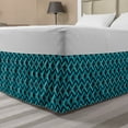 thumbnail image 1 of Abstract Bed Skirt, Illustration of Complex Geometric Patterns Successive Intertwined Squares, Elastic Bedskirt Dust Ruffle Wrap Around for Bedding Decor, 4 Sizes, Dark Teal and Teal, by Ambesonne, 1 of 2