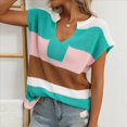 thumbnail image 4 of Tops Cortos de Verano para Mujer 2025, Suéter de Corta, Chaleco con Bloques de Color y Cuello en U, Camisetas Holgadas. Verde L, 4 of 10