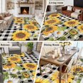 thumbnail image 5 of Rectangle Area Rugs 5 x 8 Ft, Sunflowers Non-Slip Residential Carpet, Yellow Flowers Butterfly Farmhouse Black Plaid Indoor Crawling Mats Runner Rugs for Living Room/Dining Room/Bedroom, 5 of 9