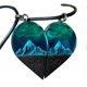 thumbnail image 1 of Wood Resin Paired Heart Pendants Mountains Necklace For Couple Birthday Valentine"s Day, 1 of 3
