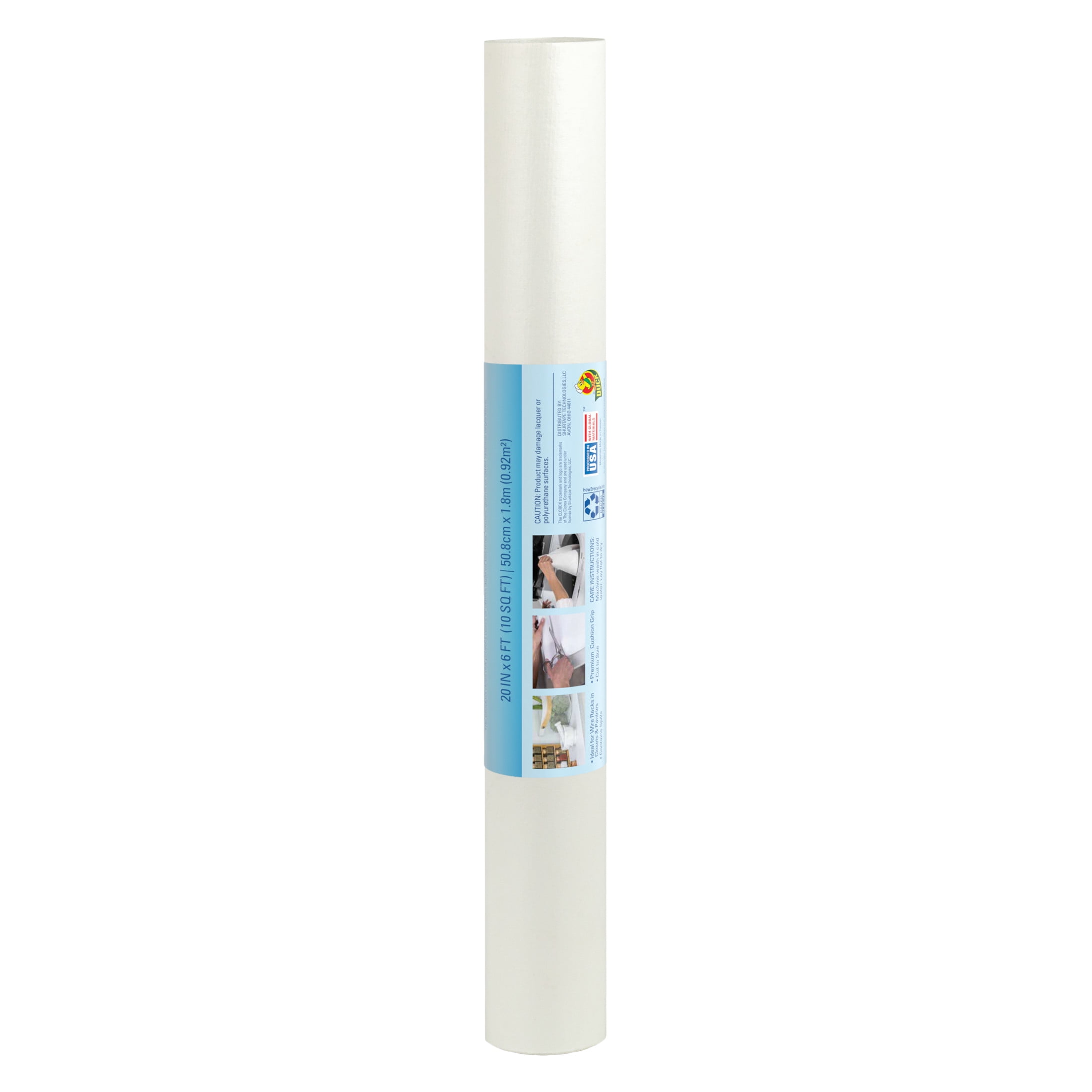 (2 pack) Solid Grip Shelf Liner with Clorox, White, 20 in. x 6 ft. Roll