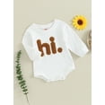 thumbnail image 3 of Wassery Infant Baby Girls Fall Romper Long Sleeve Round Neck Letter Embroidery Print One-Piece Bodysuit 3M 6M 12M 18M Newborn Bodysuit Playsuit, 3 of 9