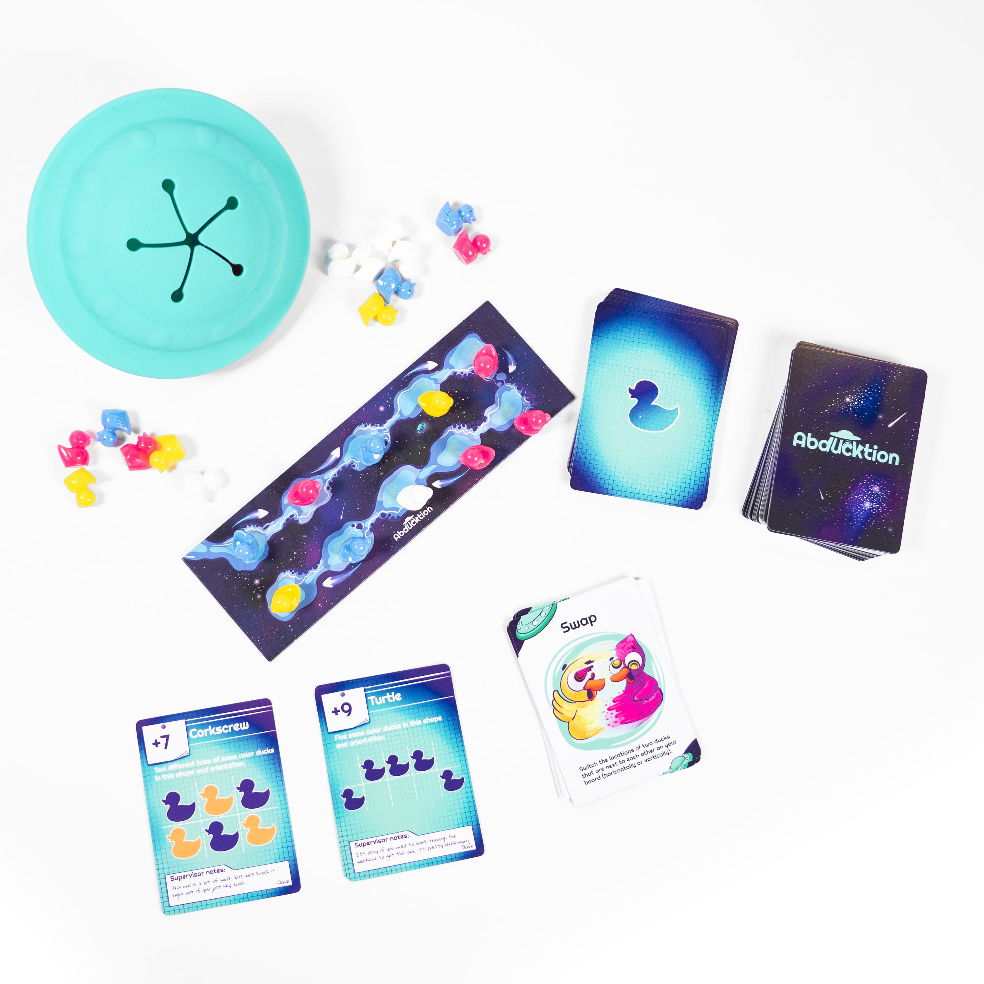 Abducktion Space Party Edition - A weirdly Strategic Duck Kidnapping Game, 15-Minutes of Light Strategy of Ducks, a UFO, and Mind-Bending, Shape-Finding Logic! (Walmart Exclusive)