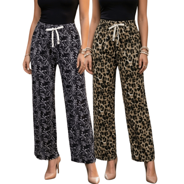 Set De Dos Pants De Mujer Pantalones Anchos Casual O Elgante Pans Stretch
