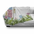 thumbnail image 3 of Tiki Bar Soft Flannel Fleece Throw Blanket, Surrounded by Fresh Vibrant Hibiscus Flowers Polynesian Print, Cozy Plush for Indoor and Outdoor Use, 70" x 90", Pale Blue Pink Green, by Ambesonne, 3 of 6