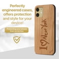 thumbnail image 2 of Case Yard Wooden Case Outside Soft TPU Silicone, Slim Fit Shockproof Wood Protective Phone Cover for Girls Boys Men and Women, Supports Wireless Charging I Love NY Design case for iPhone-12-Mini, 2 of 7