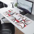 thumbnail image 2 of Long Mouse Pads for Desk,Red and White Striped Baseballs Pattern Desk Mats on Top Of Desks, Desk Mouse Pad Extra Large with 3mm Non-Slip Base and Stitched Edge for Gaming,Office,Work,Home 31.5"x11.8", 2 of 6