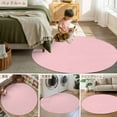 thumbnail image 6 of Light Pink 3.3ft Round Rug, Farmhouse Solid Pink Color Modern Art Non-Skid Rubber Backing Large Area Rugs - Living Room Bedroom Home Office, Indoor Floor Mat Carpets Washable Rug, 6 of 9