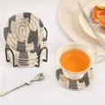 thumbnail image 3 of Yayeee 6 PCS Drink Coasters with Holder Set Woven Absorbent Round Tabletop Hot Pad, White Cute Cats, 3 of 7