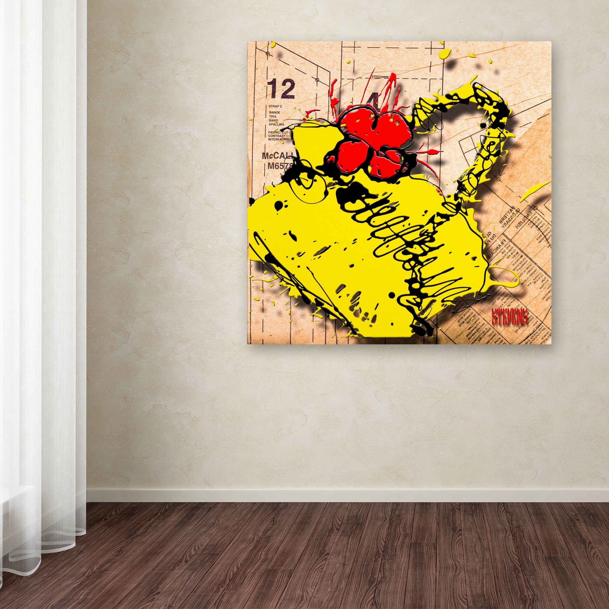 Trademark Fine Art "Flower Purse Red on Yellow" Canvas Art by Roderick Stevens