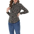 thumbnail image 5 of MODA NOVA Juniors Button Down Long Sleeve Ditsy Floral Shirt Black Red XL, 5 of 7