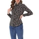 thumbnail image 4 of Camisa de mujer Inspire Chic con botones, estampado floral, de manga larga, cuello de punta, top de oficina, talla XL, negro y rojo, 4 of 7