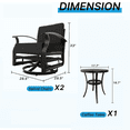 thumbnail image 3 of Gotland Ensemble de Conversation de 3 Pcs avec Chaises Berçantes Pivotantes en Aluminium - Mobilier d'Extérieur Résistant aux Intempéries pour Patio, Jardin et Terrasse Arrière, Balcon (Noir), 3 of 7