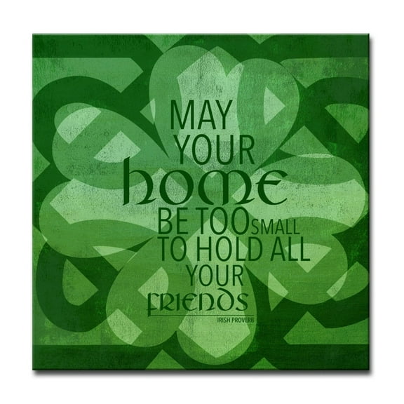 Green Home Blessing St. Patrick's Day Square Cotton Wall Art Decor 16" x 16"