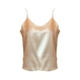 thumbnail image 2 of Gibobby Camisola sexy de color sólido con cuello en V y correa de perlas de satén para mujer(Beige,G), 2 of 5