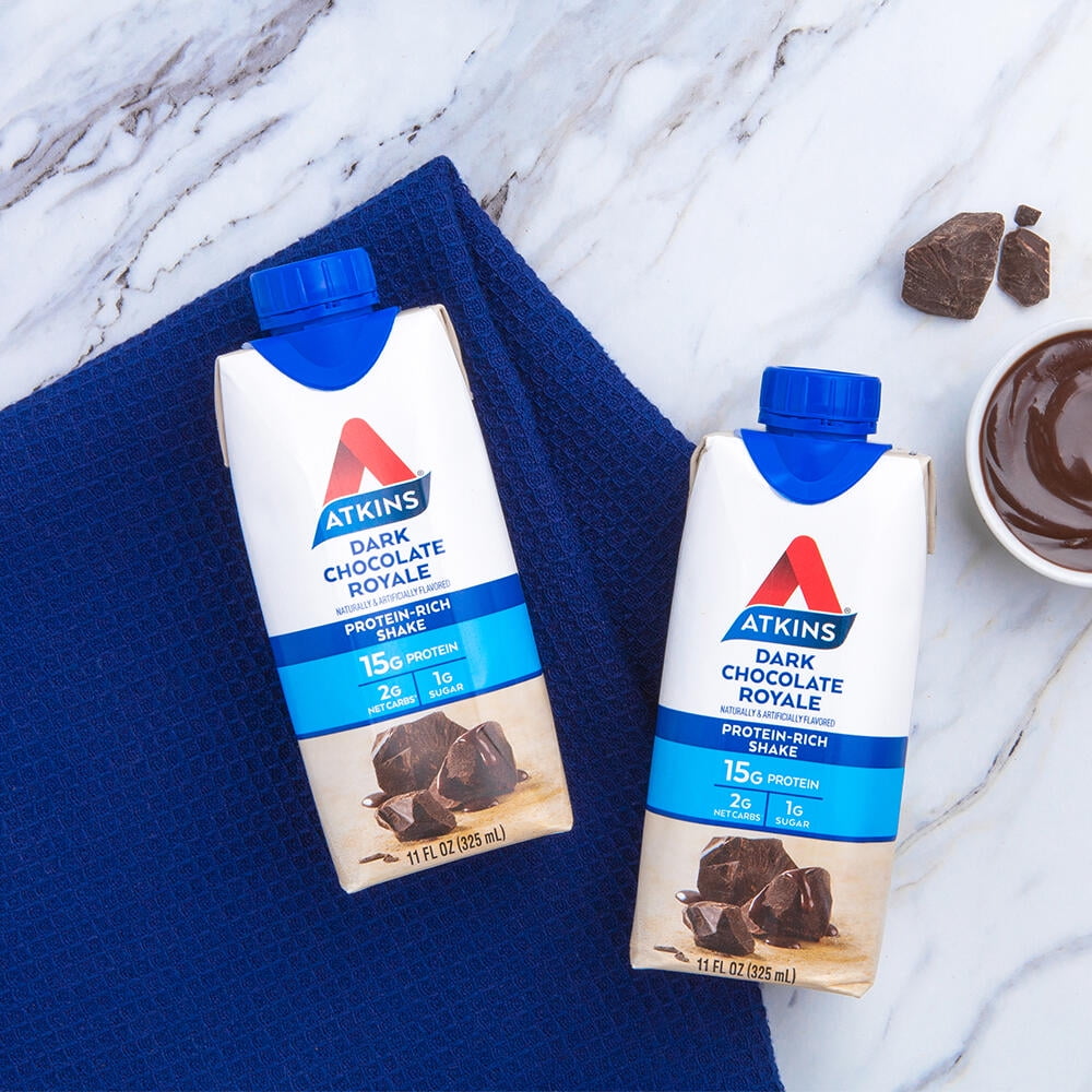 Atkins Gluten Free Protein-Rich Shake, Dark Chocolate Royale, Keto Friendly, 8 Count (Ready to Drink)