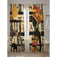 thumbnail image 5 of Sheer Curtains 96 inches Long, African Woman Giraffe Elephant Beige Silhouette Ethnic Style Light Filtering Sheer Window Curtains Rod Pocket Voile Drapes for Bedroom Living Room, 52"W x 96"L 2 Panels, 5 of 7