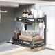 thumbnail image 3 of Organizador Bajo Fregadero de 2 Niveles Con Caja de Almacenaje y Cuatro Ganchos, Multiusos Deslizante Para Cocina y Baño, Negro, 3 of 17
