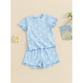 thumbnail image 5 of Elippeo Baby Girl Summer Outfits 6 12 18 24 Months 3 4 Years Short Sleeve Lettuce Trim Floral Tops + Shorts Set Infant Clothes, 5 of 9