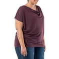 thumbnail image 6 of Wright's Women's Plus Size Draped Front Cowl Neck Short Sleeve Blouse Top, Size 1X-5X, 6 of 7