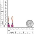 thumbnail image 2 of Gem Stone King 18K Rose Gold Plated Silver Pink Created Sapphire and Blue Created Sapphire Dangle Earrings for Women with Lab Grown Diamond (2.53 Cttw, Oval 9X7MM), 2 of 3