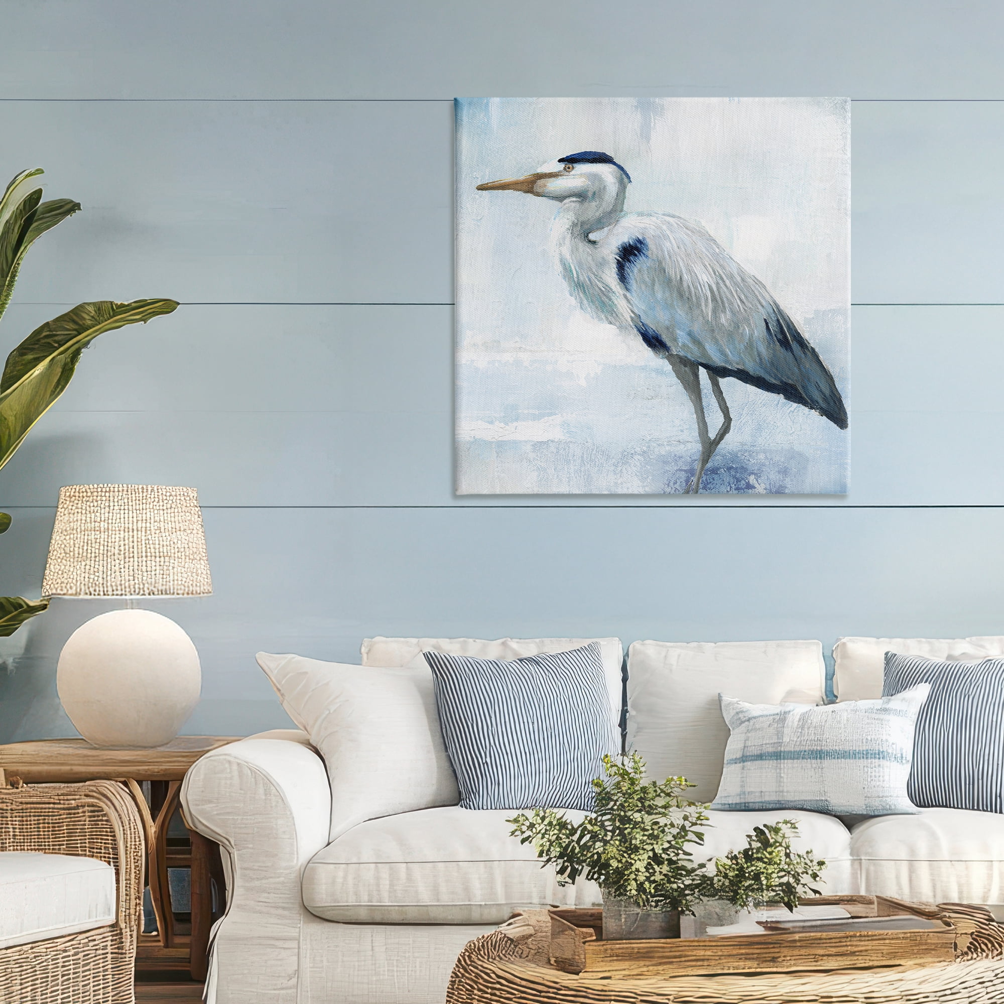 Stupell Industries Faded Blue Heron Canvas Wall Art, design by Nan
