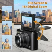 Saneen Digital Camera 4K 64MP Vlogging Camera for YouTube 3180°Flip Screen 18X Zoom Autofocus 32GB SD Card Video Cameras for Beginners